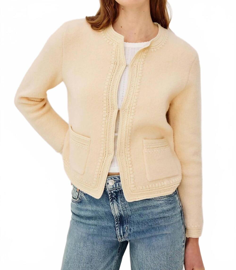 NEW RAILS micala wool blend cardigan in oat